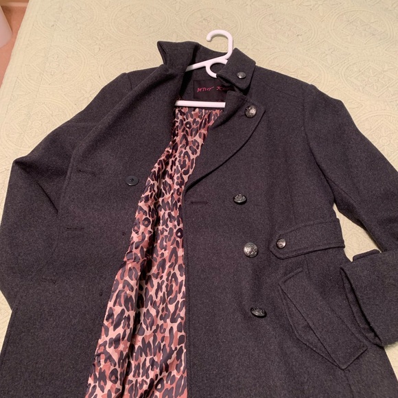 Betsey Johnson Pea Coat Cheetah Print Lining - Picture 5 of 10